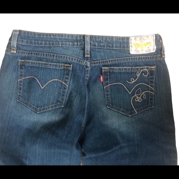 Levi’s 515 Red Tab Stretch Cuffed  Capri Jean Sz. 12 Dark Wash Spring Summer - Picture 5 of 5